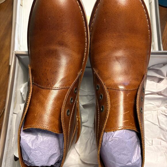 Crown Vintage Men Casper Chukka Boots 10 Cognac Tan NWT Lace Up Oxford Leather - Picture 9 of 11